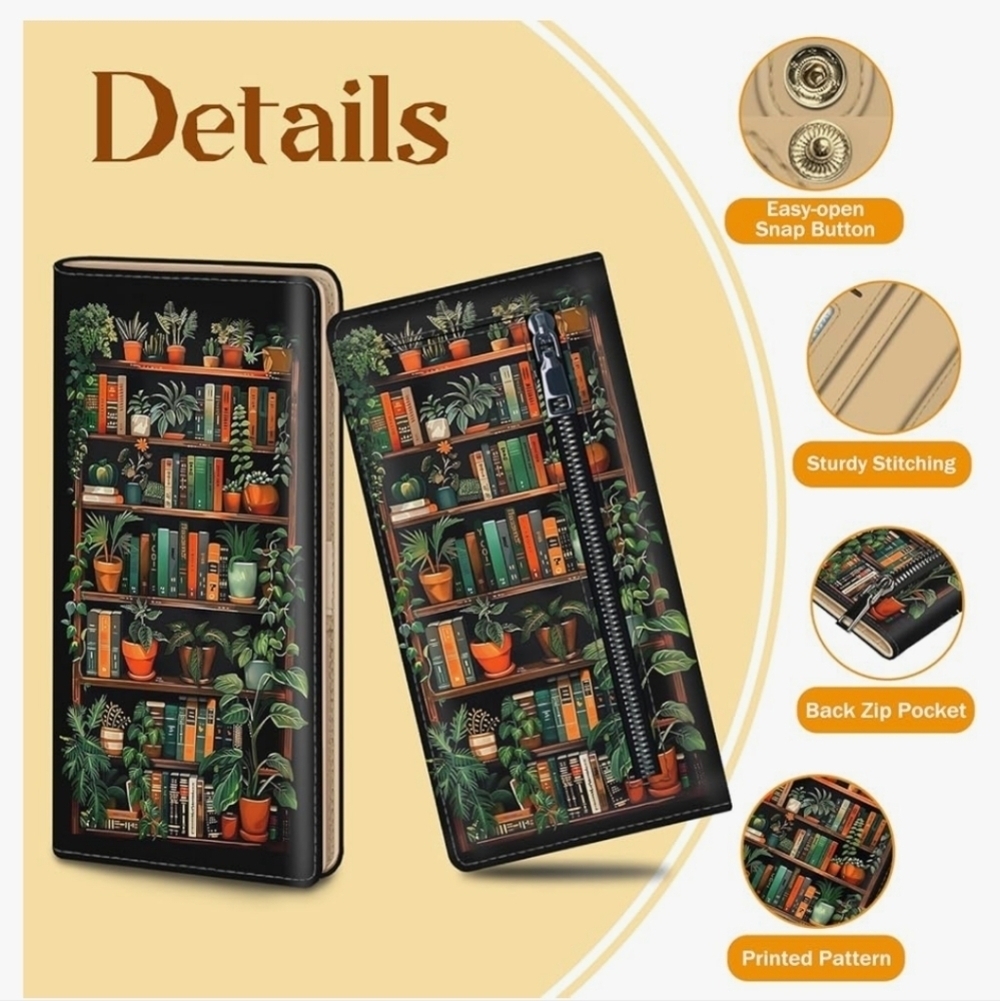 Colorful Bookshelf Pattern Wallet
